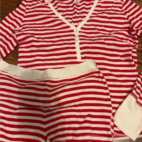Victoria's Secret Red & White Striped Long-Sleeve Pajama Set - Picture 2 of 3